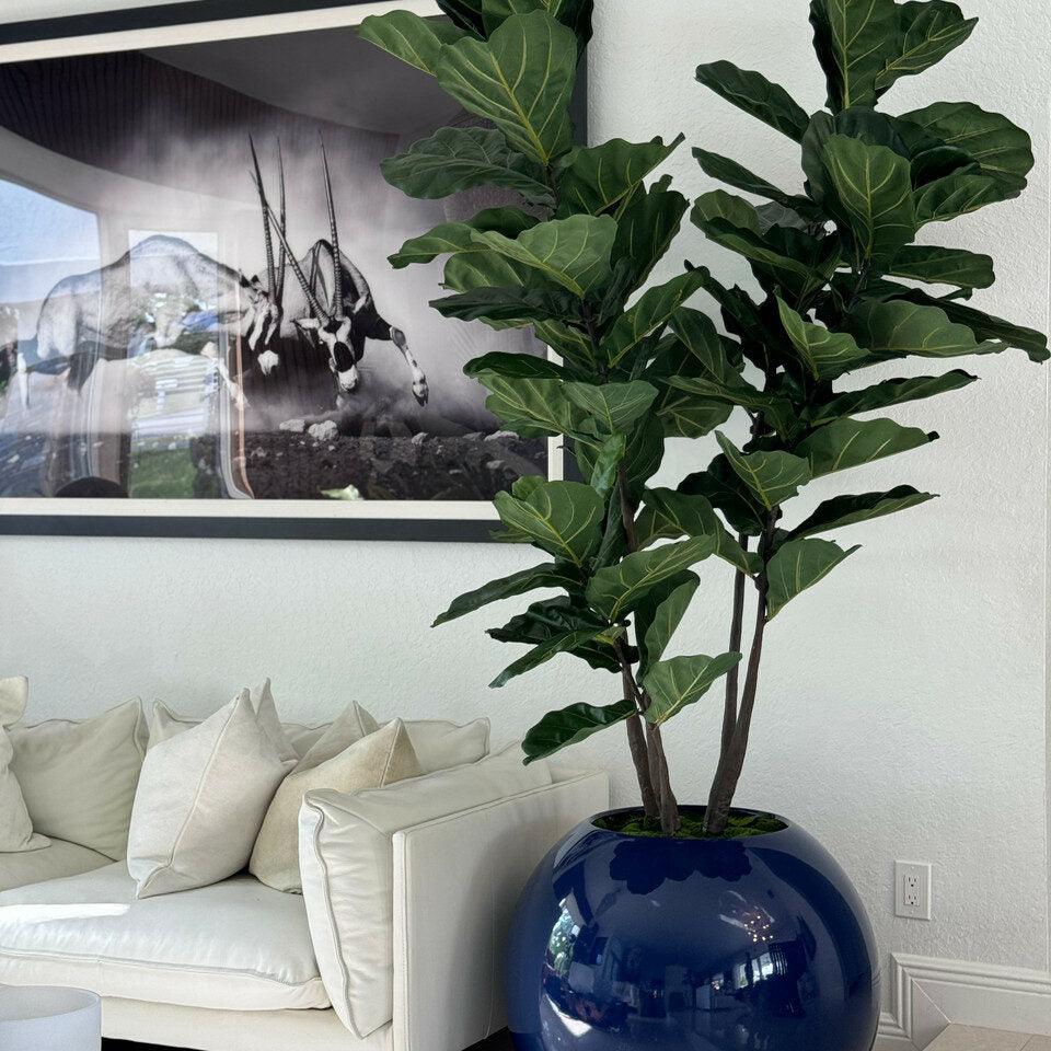30 Zoll blaue Kugelvase mit Geigenbaum